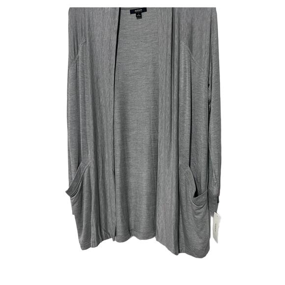 ALFANI WOMENS SMALL CASUAL LOUNGE SHRUG CARDI WRAP POCKETS HEATHER GRAY NEW! - Picture 5 of 11